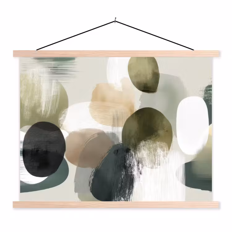 Schoolplaat - Minimalistisch - Cirkels - Penseelstreken - Beige — 1
