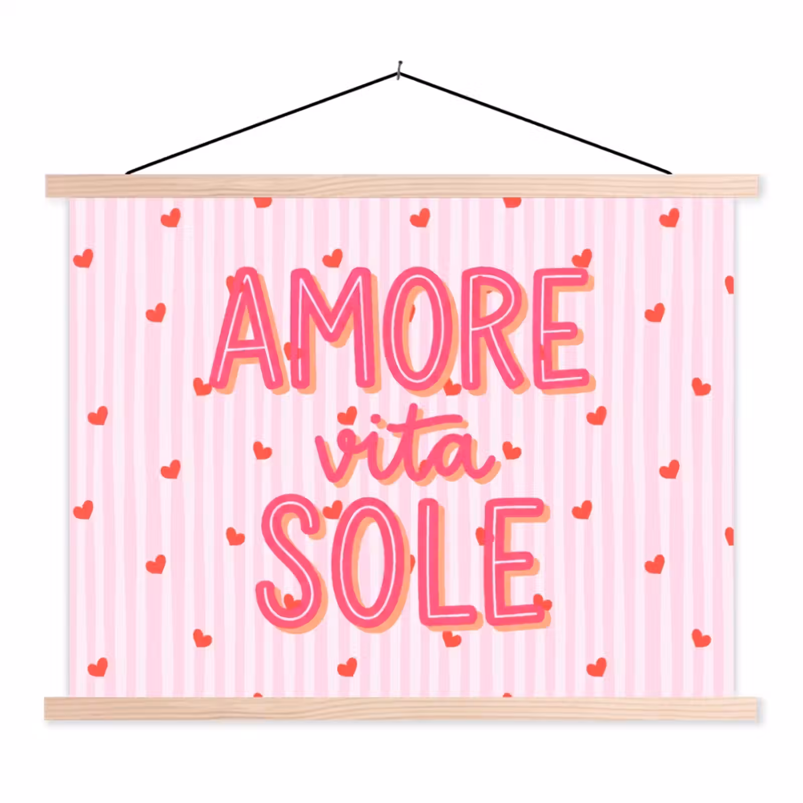 Schoolplaat - Amore vita sole - Roze - Hartjes — 1