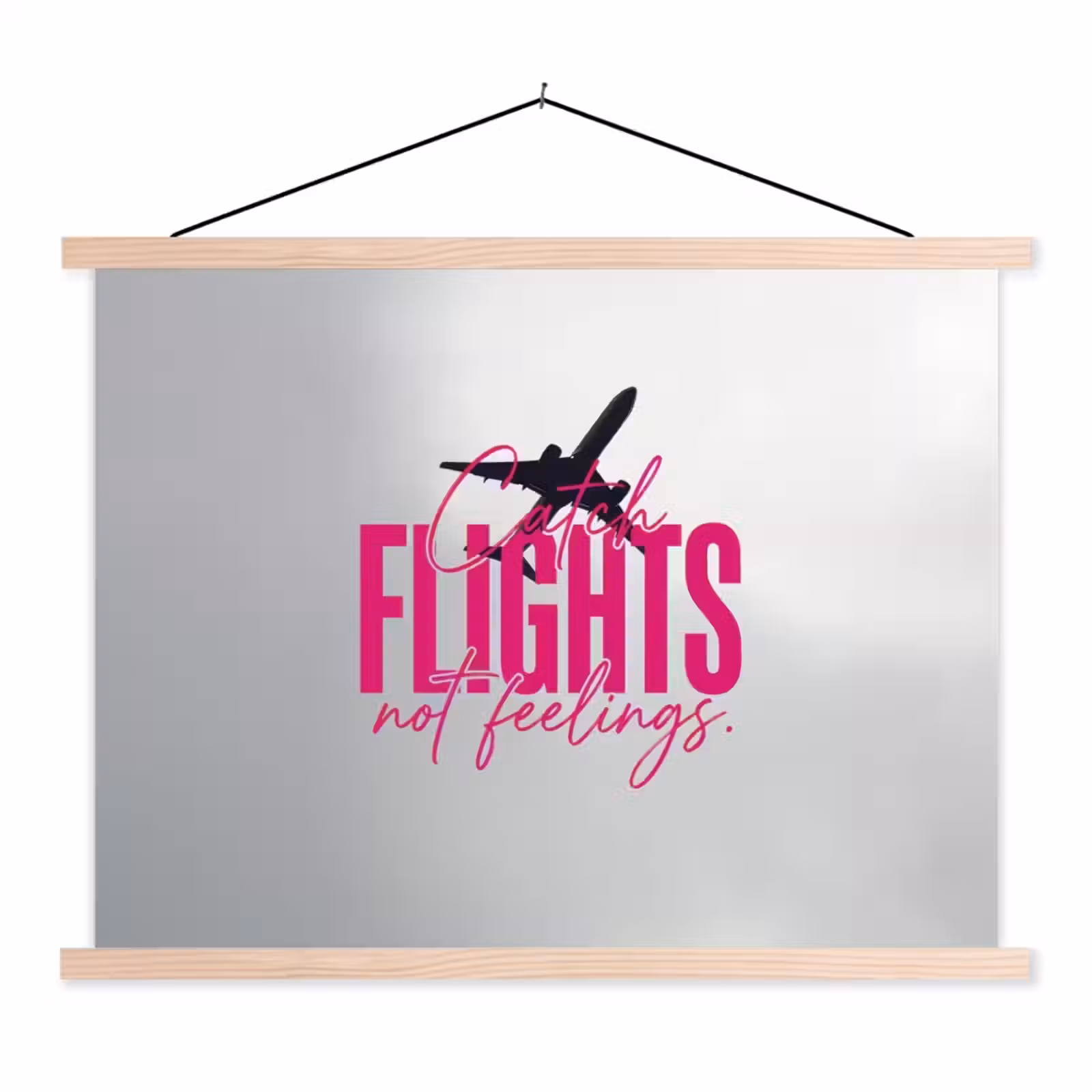 Schoolplaat - Catch flights not feelings - Vliegtuig - Roze — 1