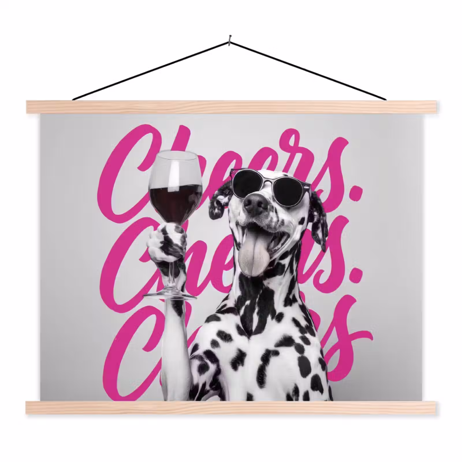 Schoolplaat - Cheers - Hond - Roze - Wijn — 1