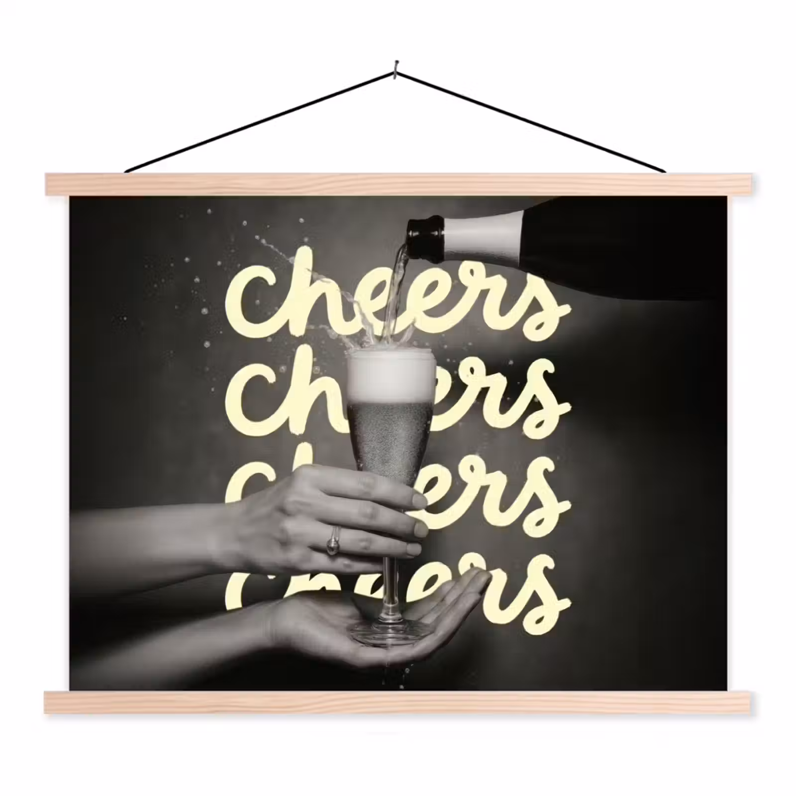 Schoolplaat - Cheers - Wijn - Zwart - Wit — 1