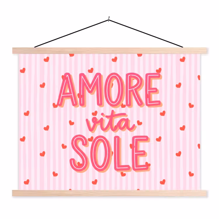 Schoolplaat - Amore vita sole - Roze - Hartjes — 1