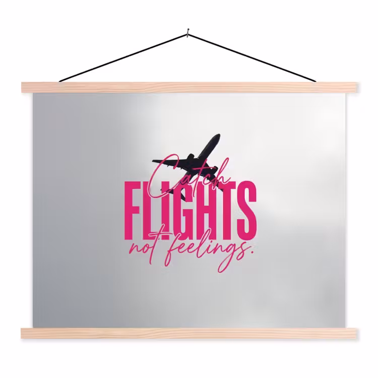 Schoolplaat - Catch flights not feelings - Vliegtuig - Roze — 1