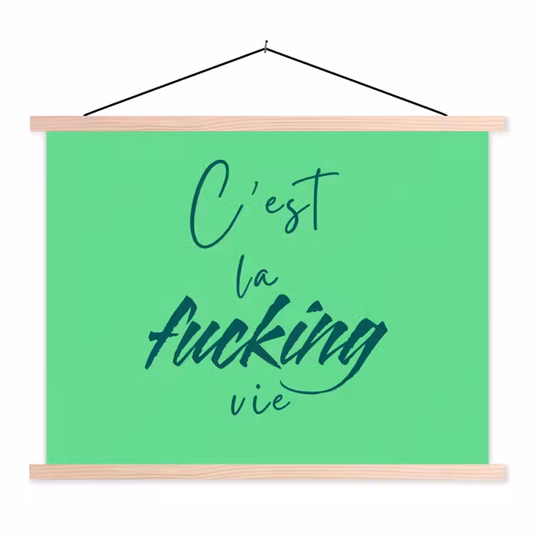 Schoolplaat - c'est la fucking vie - Groen - Penseelstijl — 1
