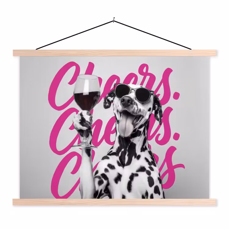 Schoolplaat - Cheers - Hond - Roze - Wijn — 1