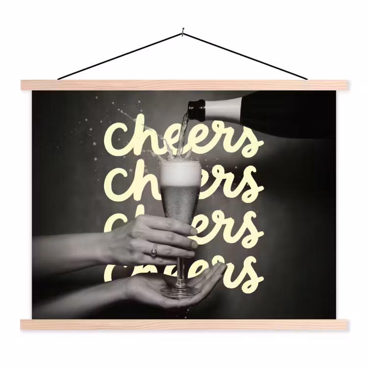 Schoolplaat - Cheers - Wijn - Zwart - Wit — 1