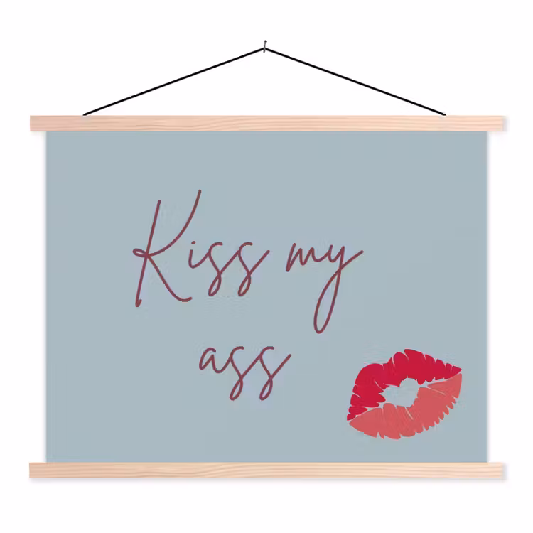 Schoolplaat - Kiss my ass - Lip - Blauw — 1