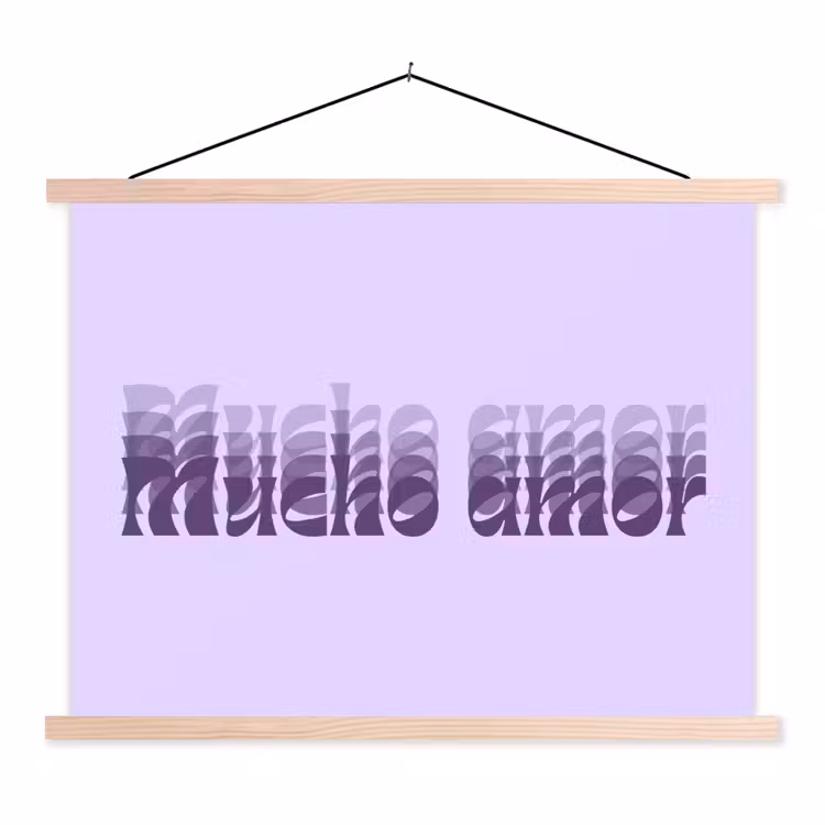 Schoolplaat - Mucho amor - Paars - Gelaagde letters — 1