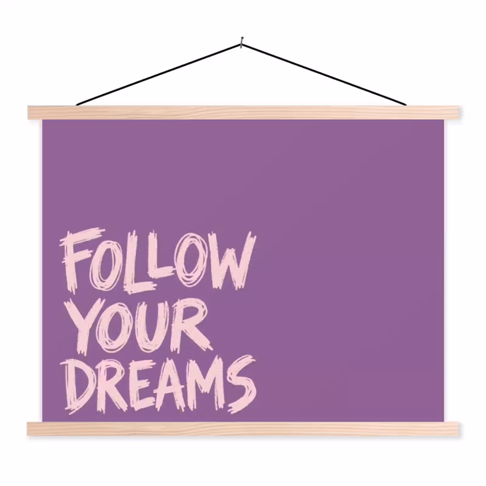 Schoolplaat - Follow your dreams - Paars - Penseeltextuur — 1