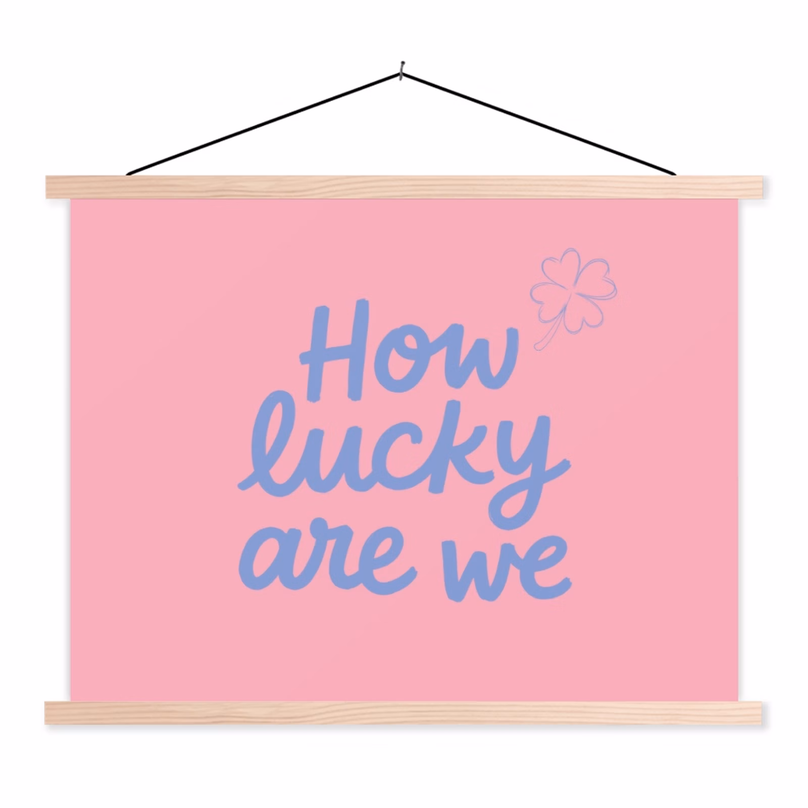 Schoolplaat - How lucky are we - Klavervier - Roze - Blauw — 1