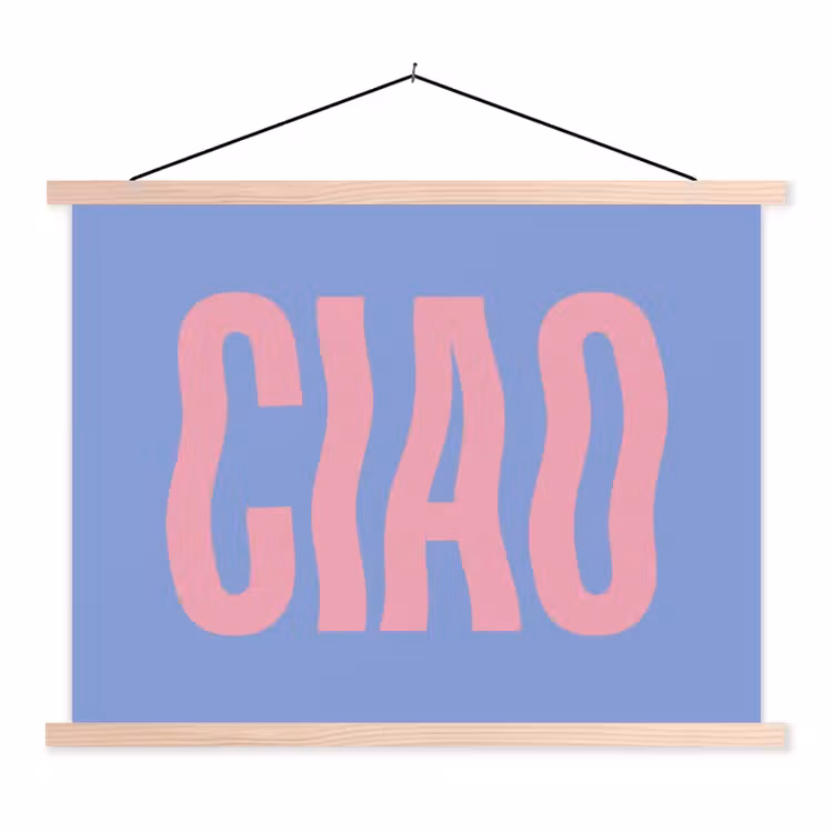 Schoolplaat - Ciao - Roze - Blauw - Golvend — 1