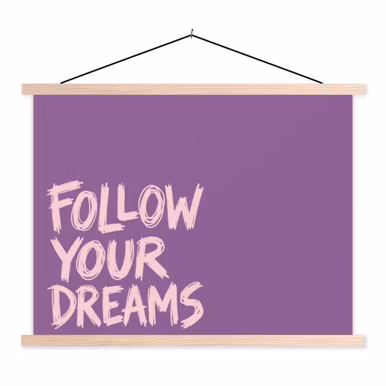 Schoolplaat - Follow your dreams - Paars - Penseeltextuur — 1