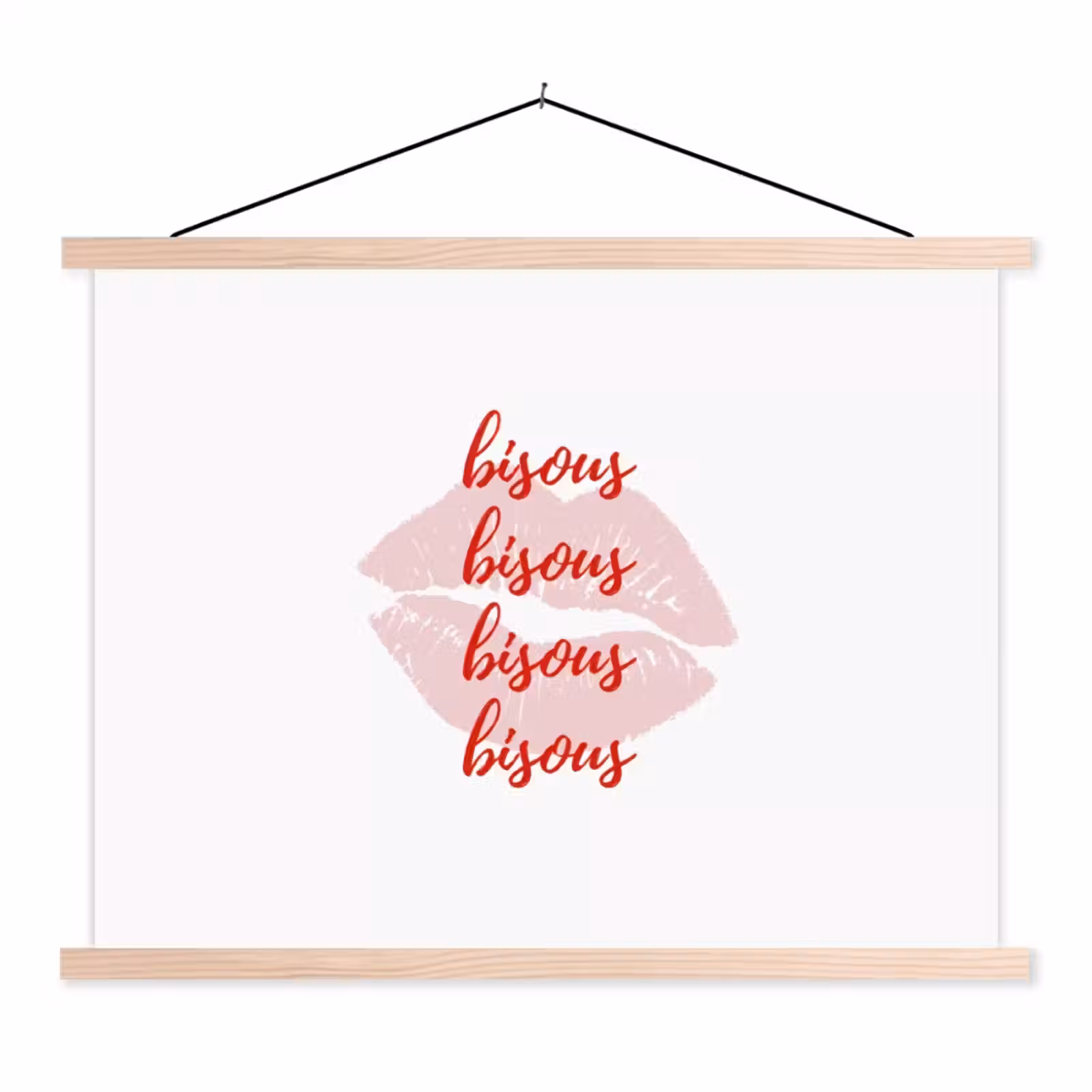 Schoolplaat - Bisous - Lip - Wit - Rood — 1