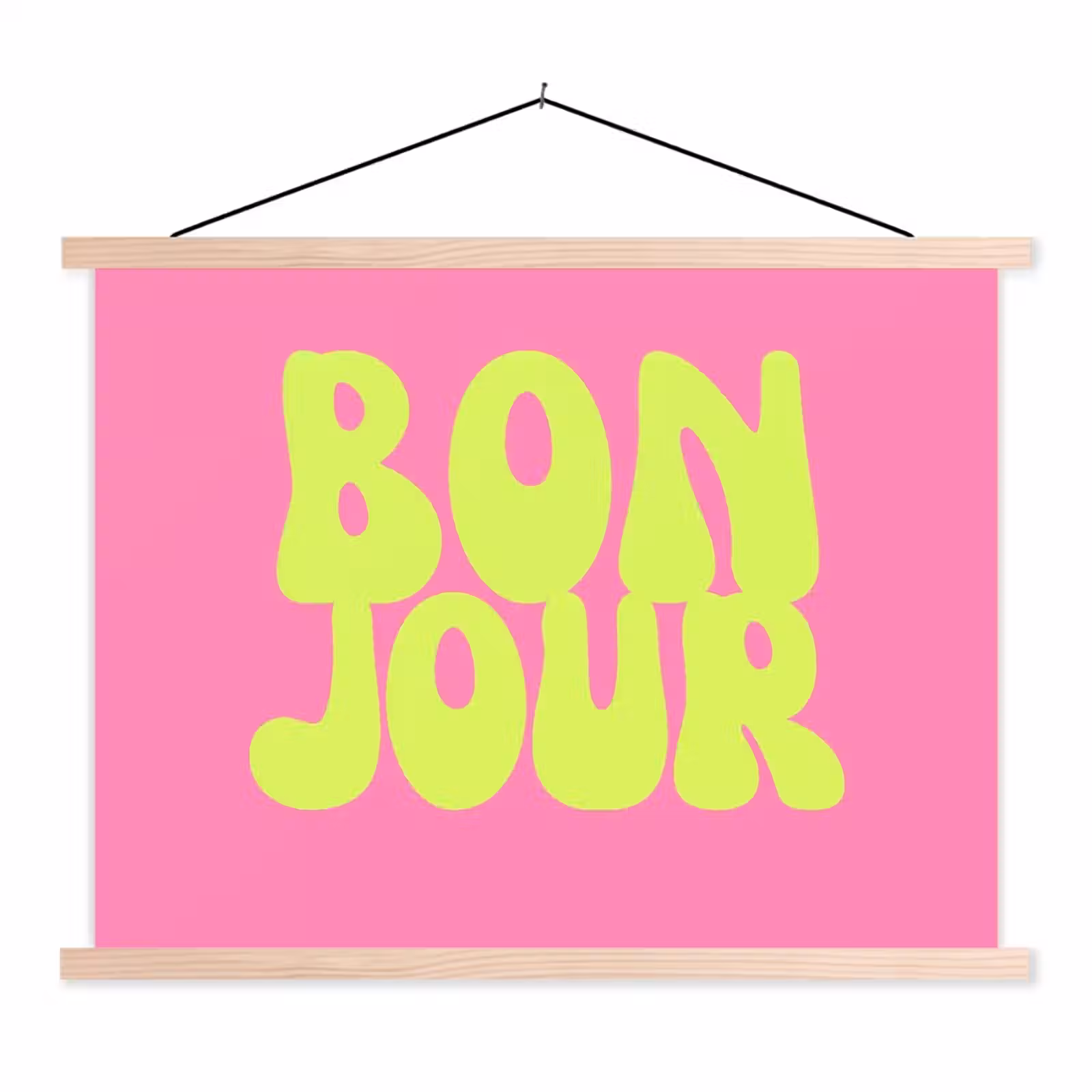 Schoolplaat - Bonjour - Roze - Fel groen — 1