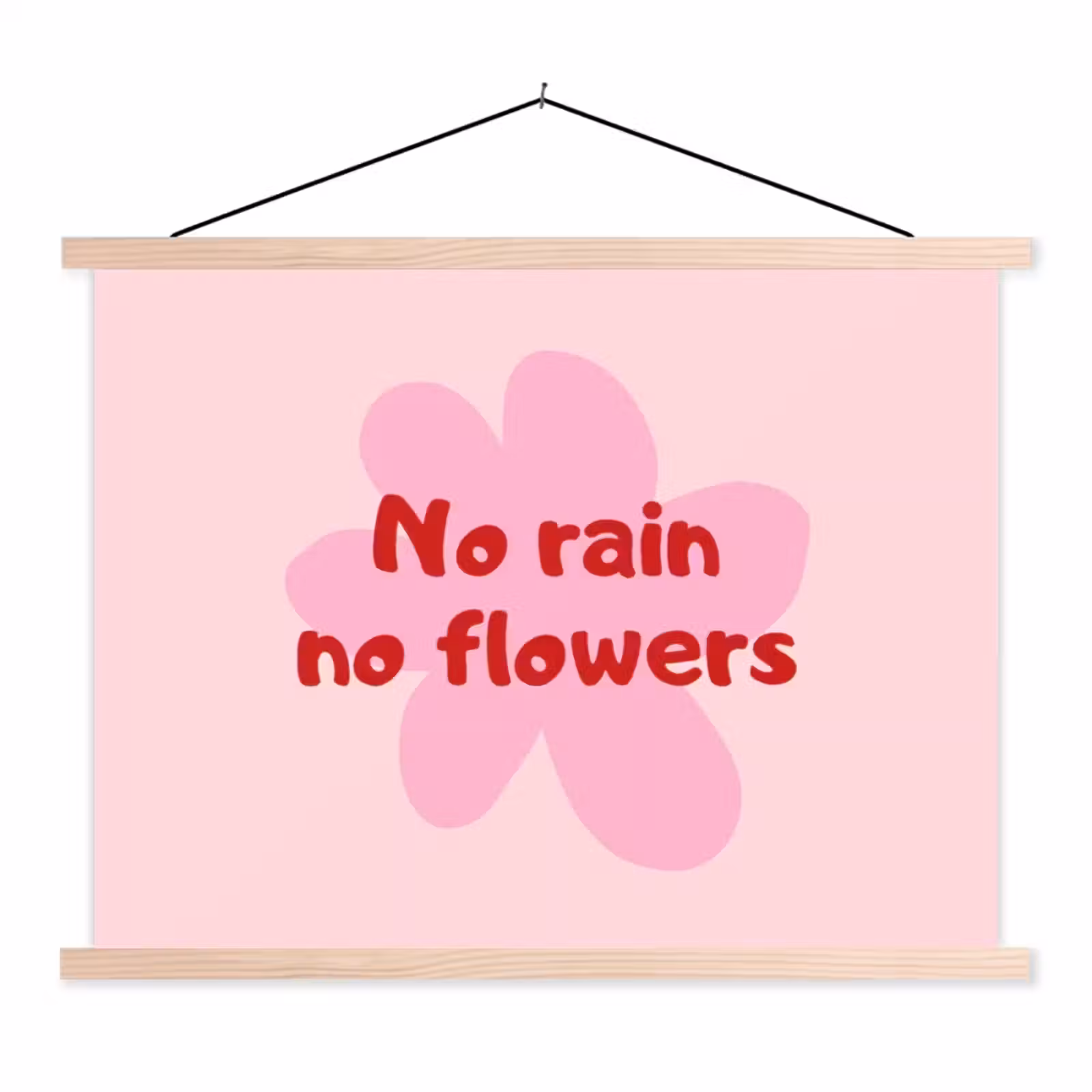 Schoolplaat - No rain no flowers - Bloem - Roze — 1