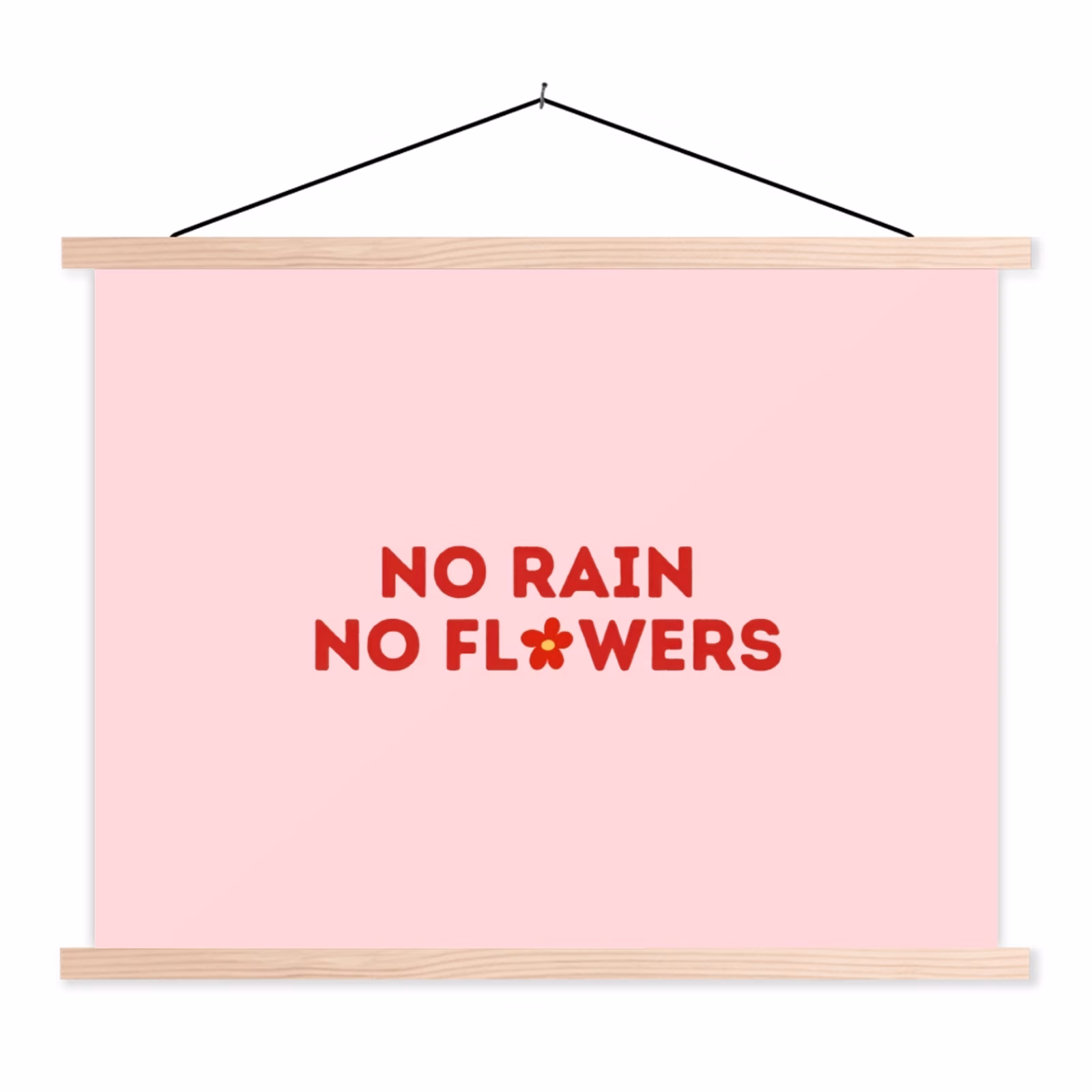 Schoolplaat - No rain no flowers - Minimalistisch - Roze - Bloem — 1