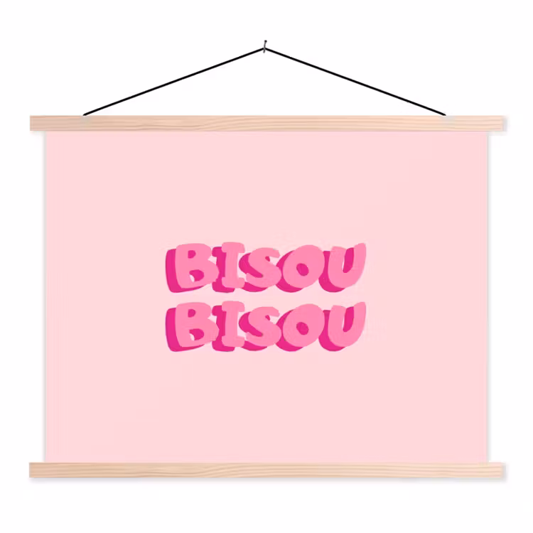 Schoolplaat - Bisou - Roze - Dikke letters — 1