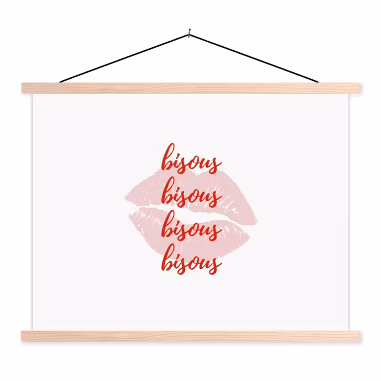 Schoolplaat - Bisous - Lip - Wit - Rood — 1