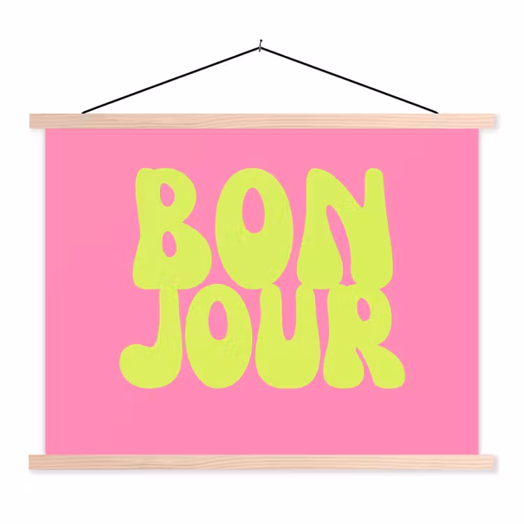 Schoolplaat - Bonjour - Roze - Fel groen — 1