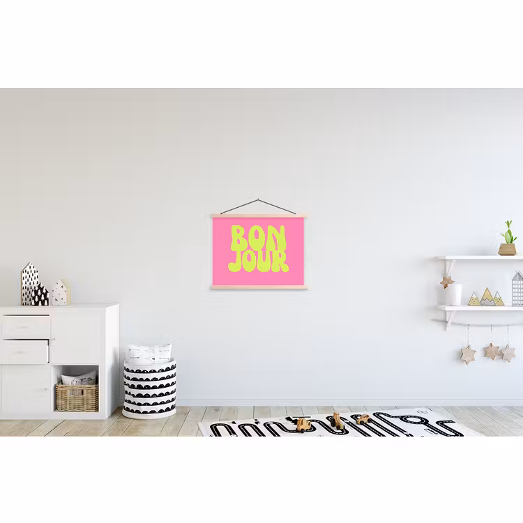 Schoolplaat - Bonjour - Roze - Fel groen — 3