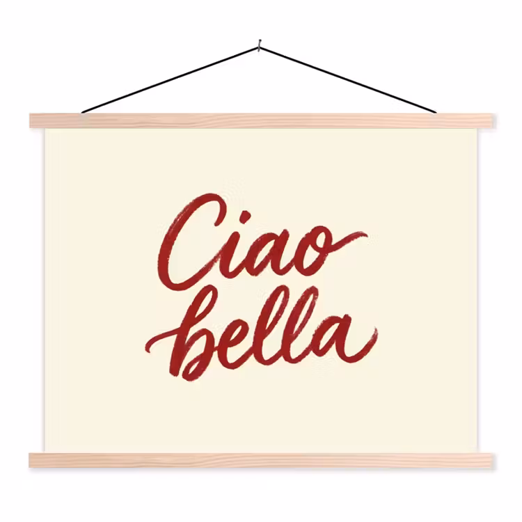 Schoolplaat - Ciao bella - Rood - Wit - Minimalistisch — 1