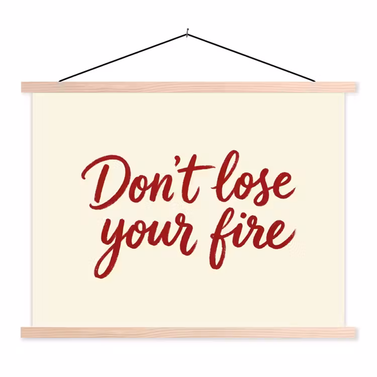Schoolplaat - Don't lose your fire - Rood - Wit - Minimalistisch — 1