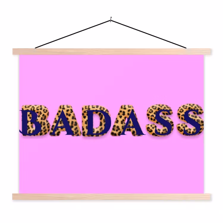 Schoolplaat - Felroze - Badass - Panterprint - Schaduw — 1