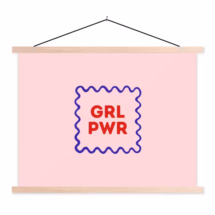 Schoolplaat - Grl pwr - Roze - Kader — 1
