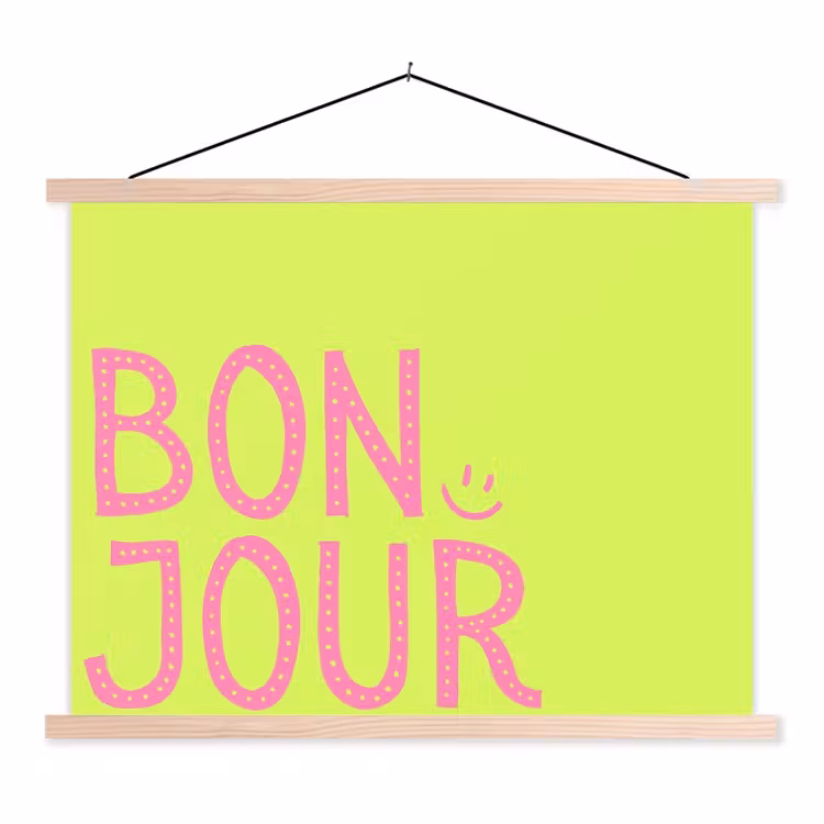 Schoolplaat - Groen - Smiley - Bonjour - Roze — 1