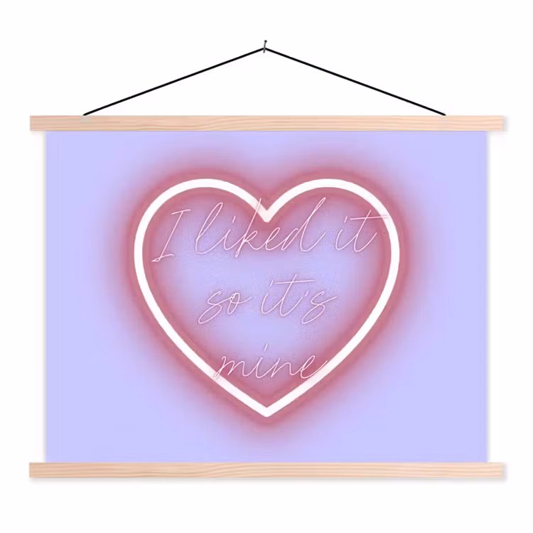 Schoolplaat - I liked it so it's mine - Neon hart - Paars — 1