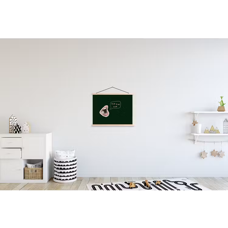 Schoolplaat - Illustratie - Mond - Donkergroen - Tekstwolkje — 3