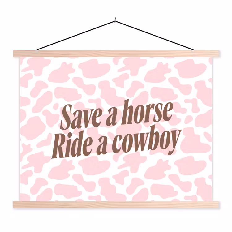 Schoolplaat - Koeienprint - Roze - Cowboy - Horse — 1