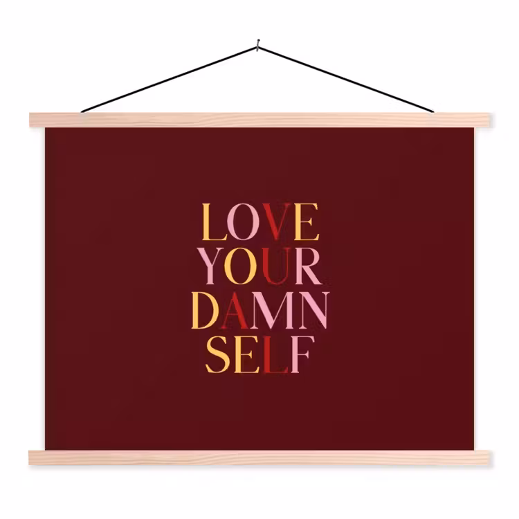 Schoolplaat - Love your damn self - Kleurrijk - Bordeaux — 1