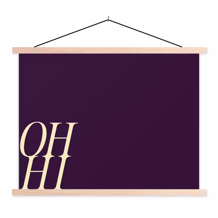 Schoolplaat - Oh hi - Paars - Cursief — 1
