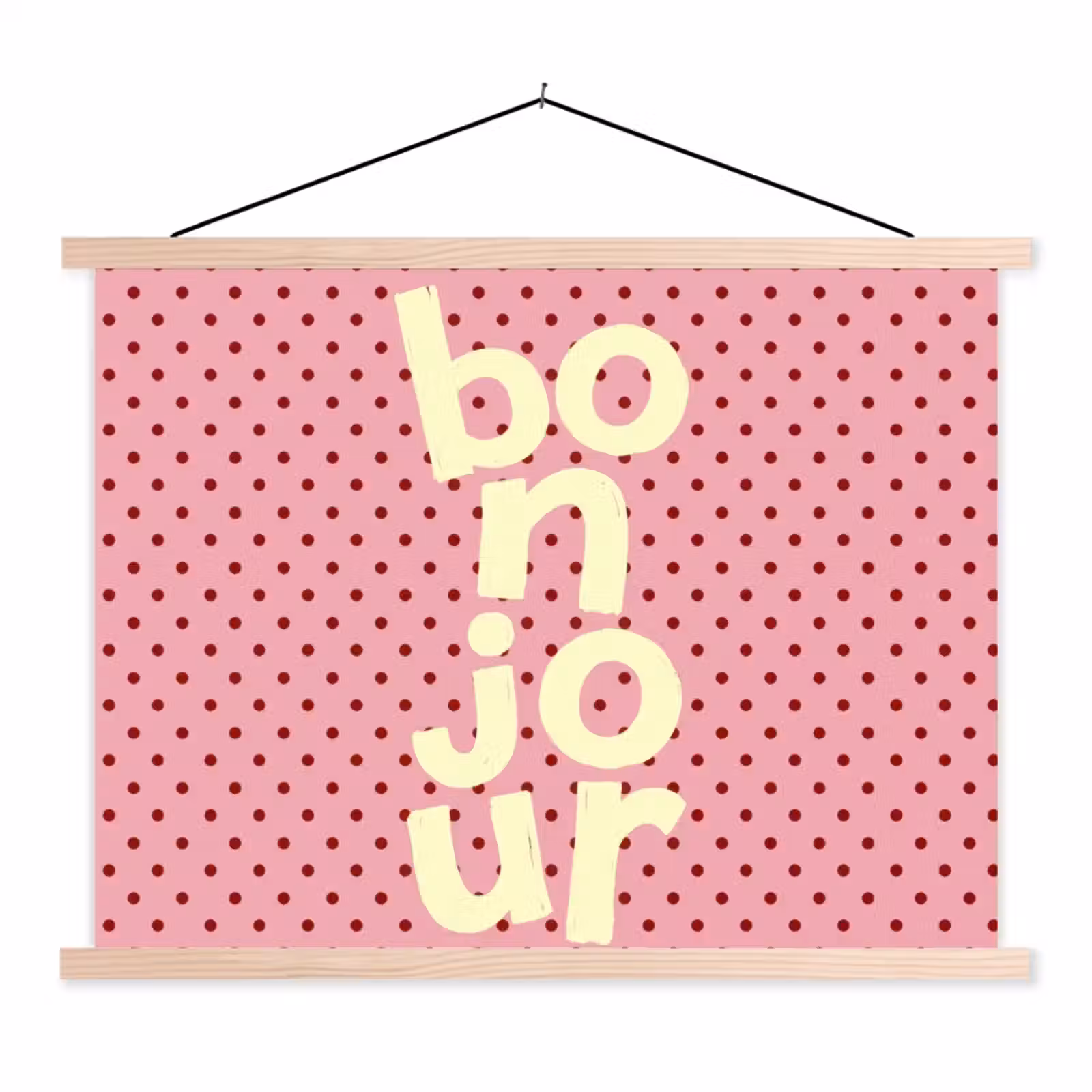 Schoolplaat - Bonjour - Stippen - Roze- Geel — 1