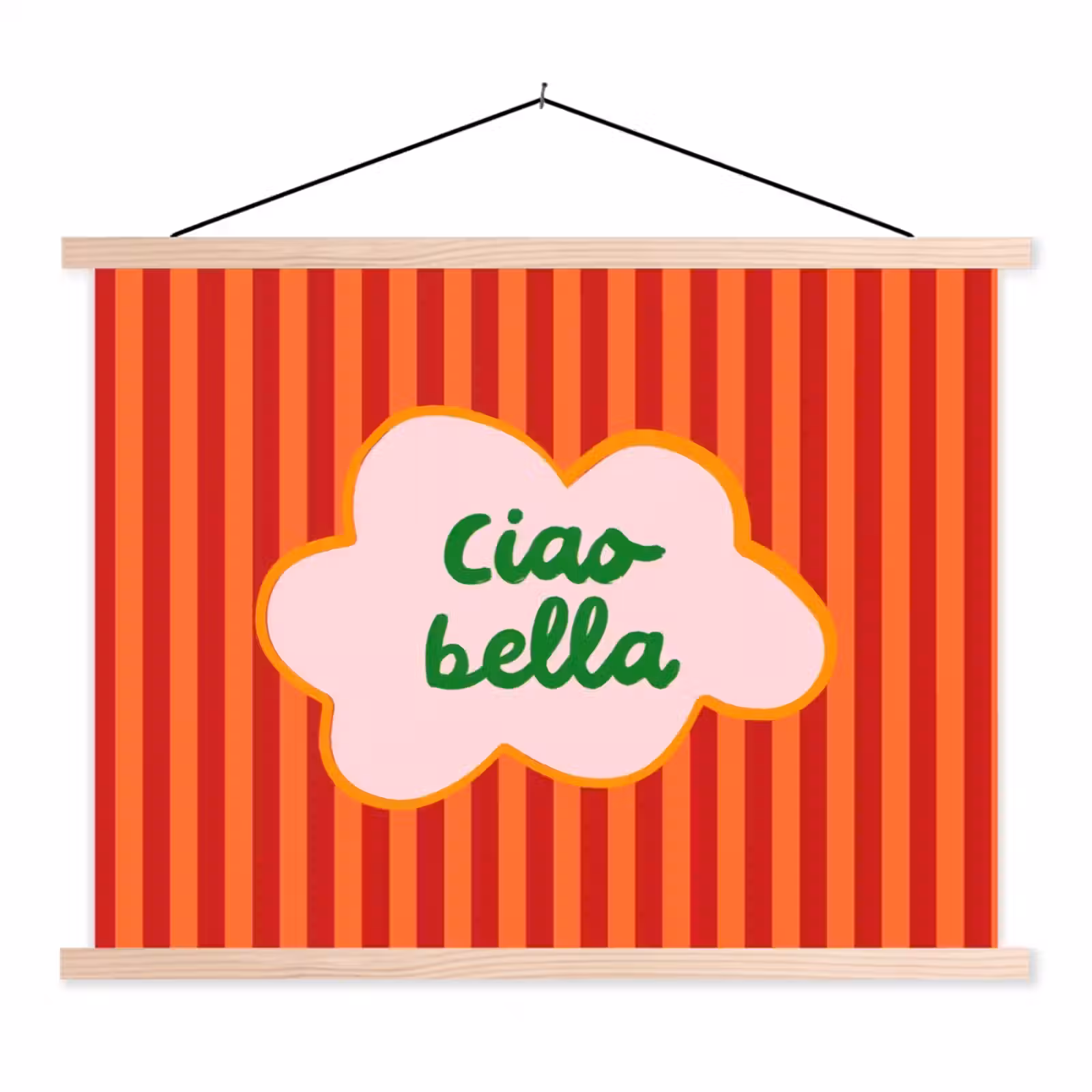 Schoolplaat - Ciao bella - Tekstwolk - Strepen - Oranje — 1