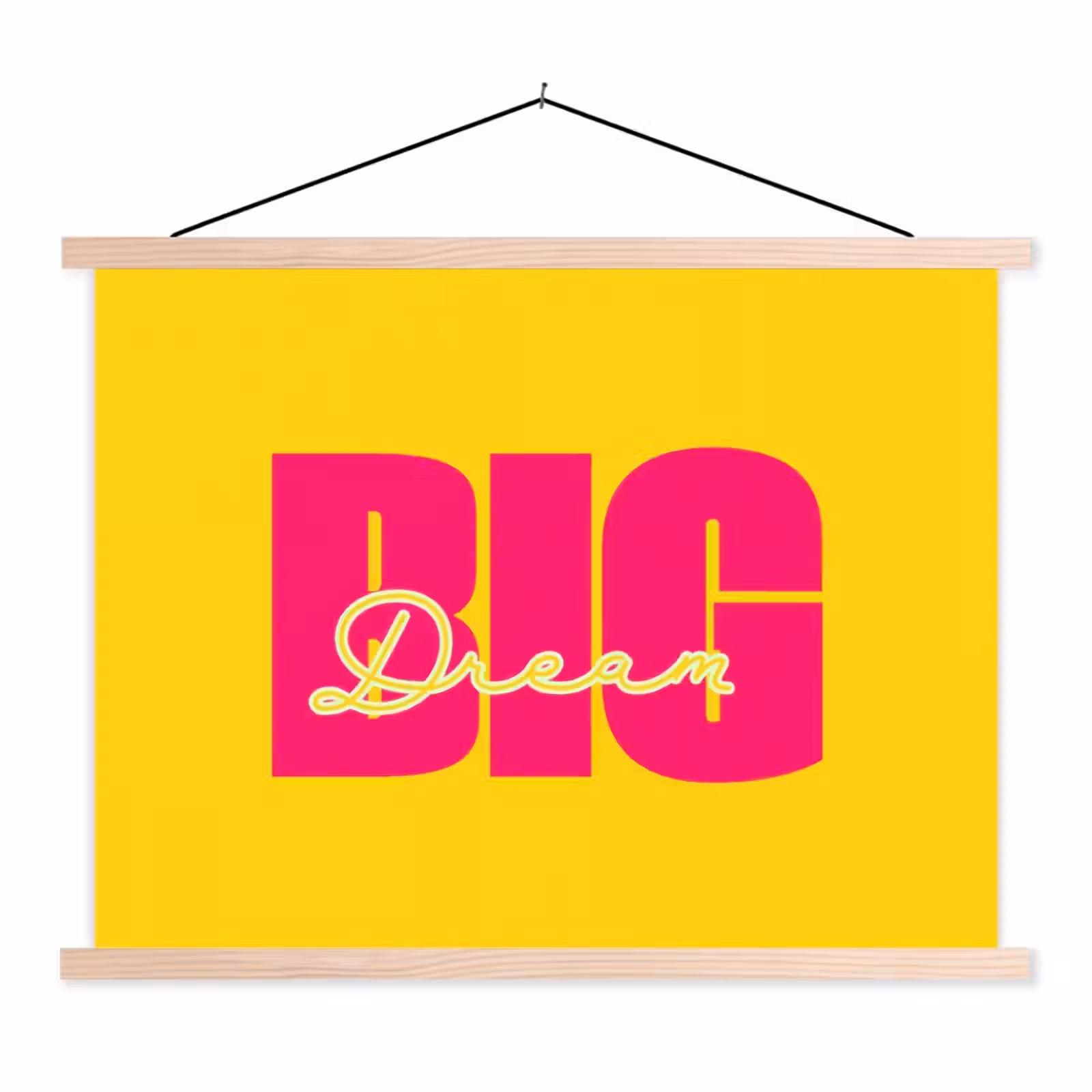 Schoolplaat - Dream big - Geel - Roze — 1