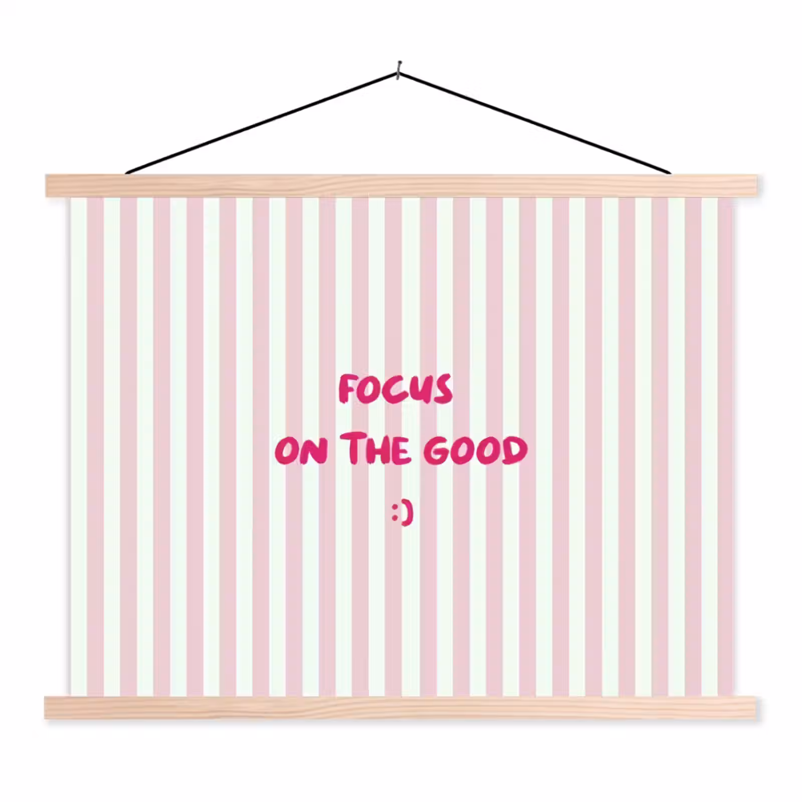 Schoolplaat - Focus on the good - Strepen - Roze - Smiley — 1