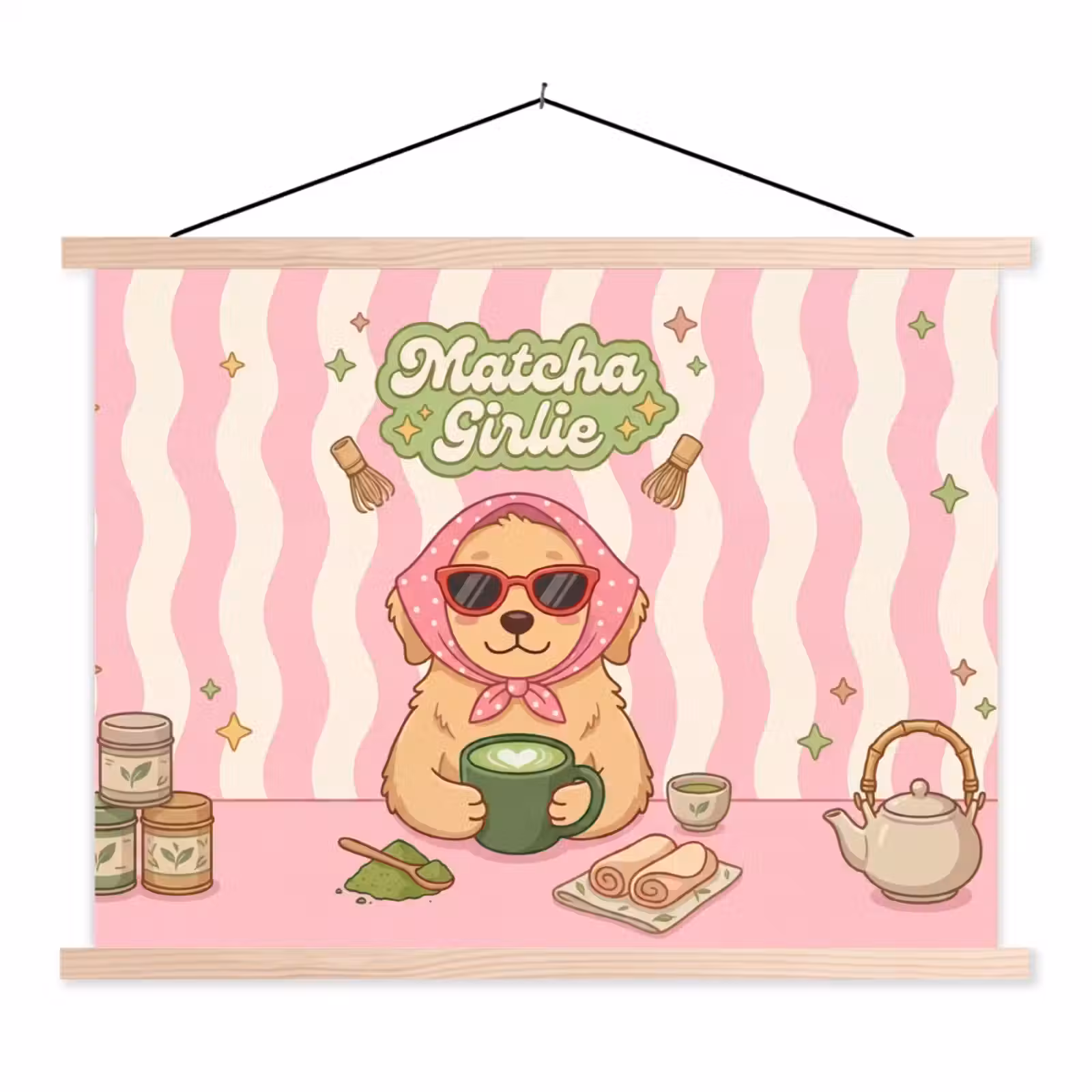 Schoolplaat - Matcha - Hond - Roze - Groen — 1
