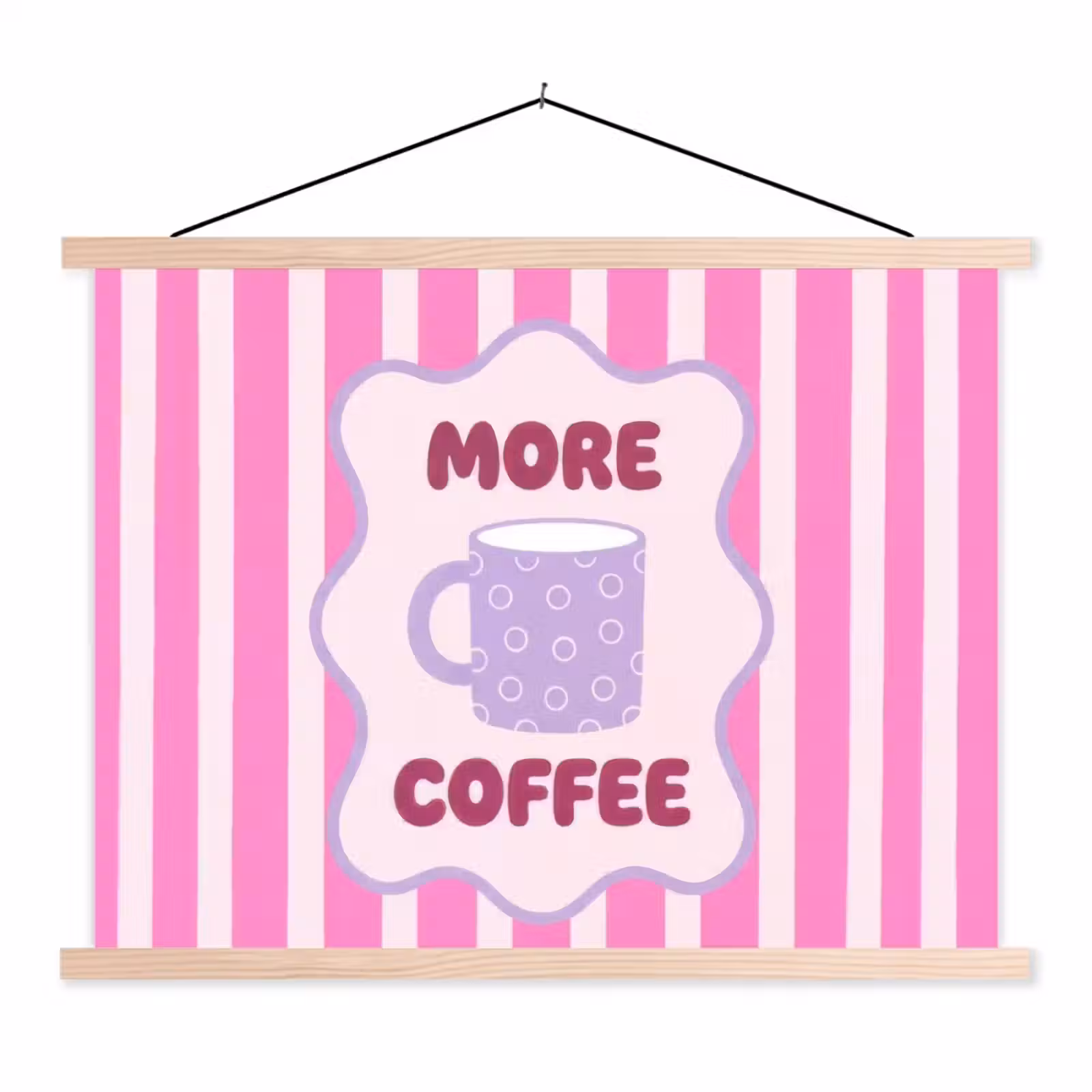 Schoolplaat - More coffee - Roze - Paars - Strepen - Mok — 1