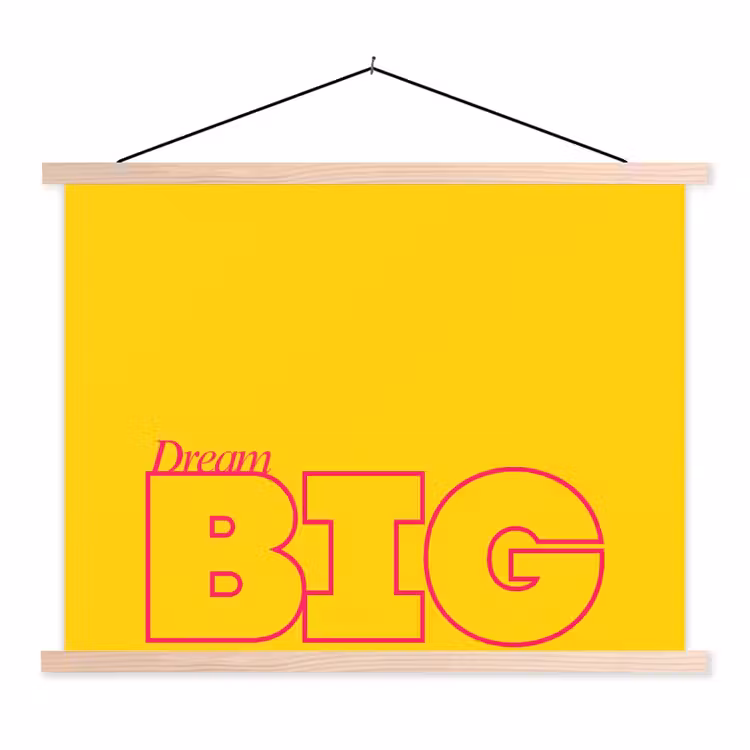 Schoolplaat - Dream big - Geel - Grafisch — 1