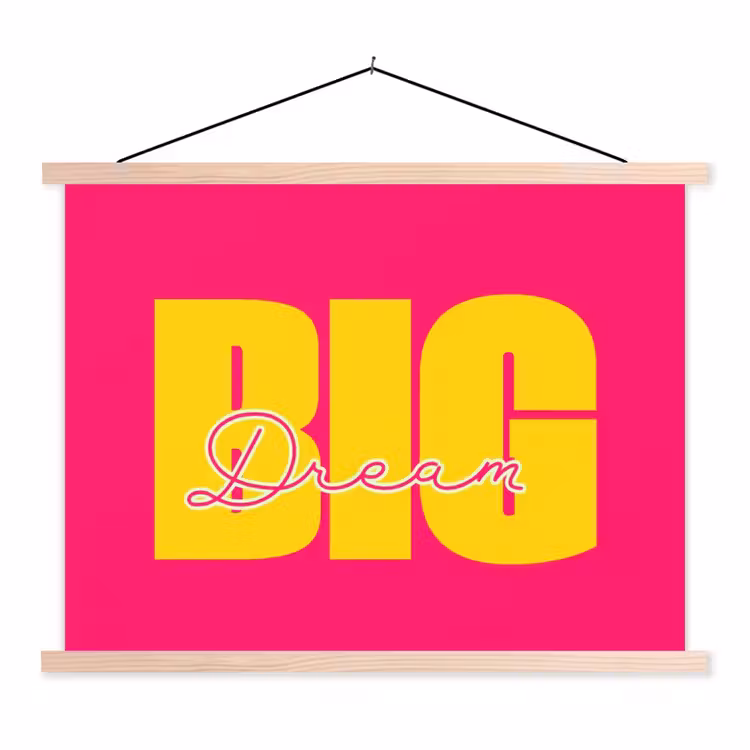 Schoolplaat - Dream big - Roze - Geel - Minimalistisch — 1