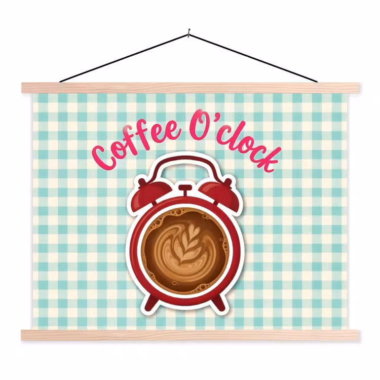 Schoolplaat - Koffie - Klok - Groen — 1