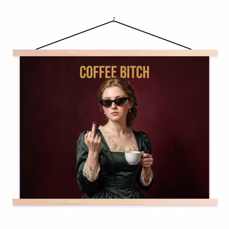 Schoolplaat - Koffie - Vrouw - Middelvinger — 1