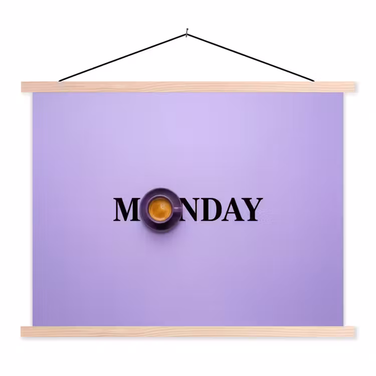 Schoolplaat - Maandag - Mok - Koffie - Paars — 1