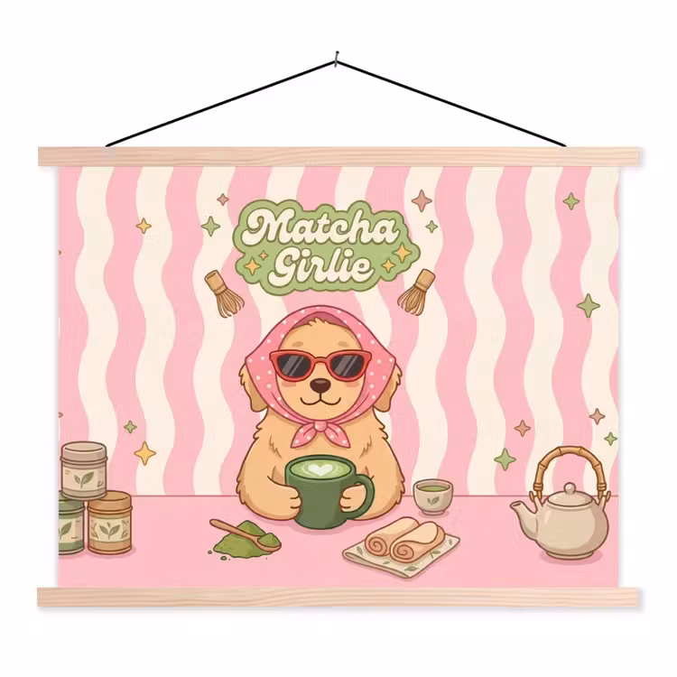 Schoolplaat - Matcha - Hond - Roze - Groen — 1