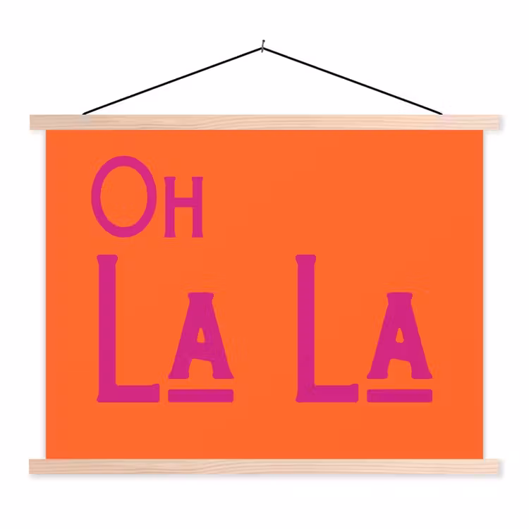 Schoolplaat - Oh la la - Oranje - Roze - Scheeflettertype — 1