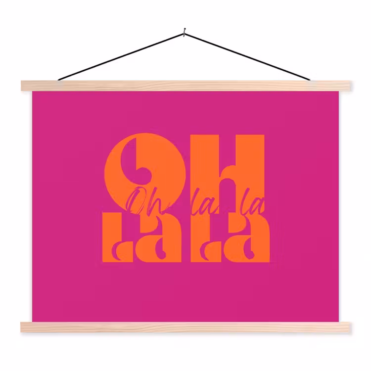 Schoolplaat - Oh la la - Roze - Oranje - Gestapelde letters — 1