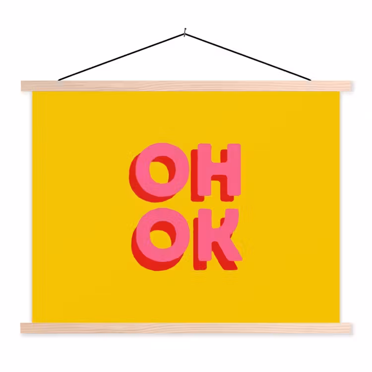 Schoolplaat - Oh ok - 3D - Geel - Roze — 1