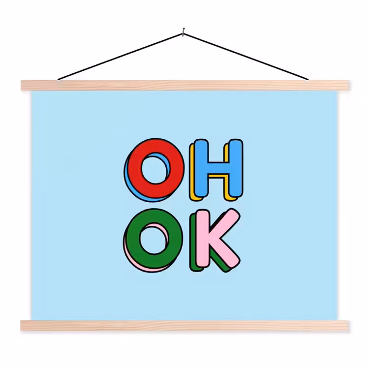 Schoolplaat - Oh ok - Blauw - Kleurrijk — 1
